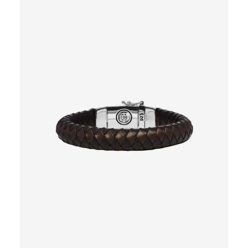 Buddha to Buddha Silber Armbänder-Armband Ben Leder Schwarz & Braun