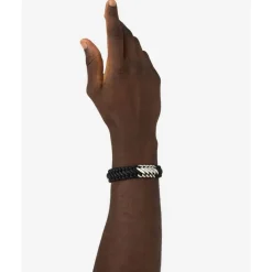 Buddha to Buddha Engrave | Leder Armbänder-Armband Ben Mix Silber Leder Schwarz