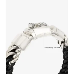 Buddha to Buddha Engrave | Leder Armbänder-Armband Ben Mix Silber Leder Schwarz