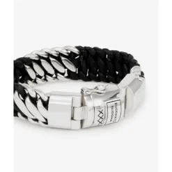 Buddha to Buddha Engrave | Leder Armbänder-Armband Ben Mix Silber Leder Schwarz