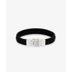 Buddha to Buddha Leder Armbänder | Silberschmuck-Armband Edwin Small Leder Schwarz
