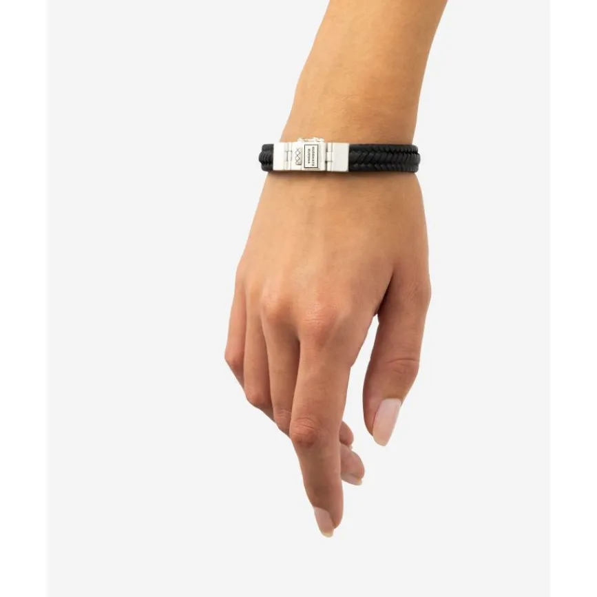 Buddha to Buddha Leder Armbänder | Silberschmuck-Armband Edwin Small Leder Schwarz