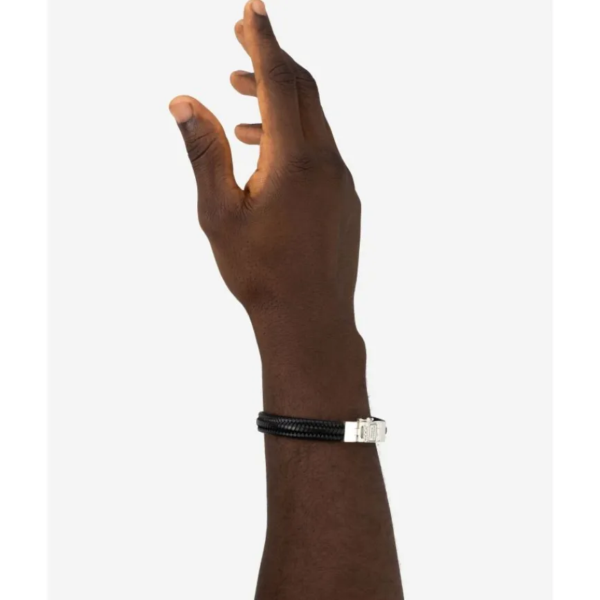 Buddha to Buddha Leder Armbänder | Silberschmuck-Armband Edwin Small Leder Schwarz