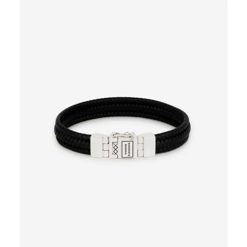 Buddha to Buddha Leder Armbänder | Silberschmuck-Armband Edwin Small Leder Schwarz