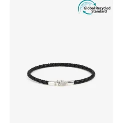 Buddha to Buddha Leder Armbänder | Silber Armbänder-Armband George Mini Leder Schwarz