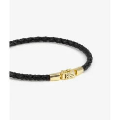 Buddha to Buddha Leder Armbänder | Premium Vergoldete Armbänder-Armband George Mini Leder Schwarz Vergoldet