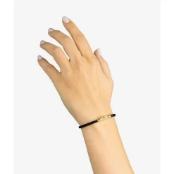 Buddha to Buddha Leder Armbänder | Premium Vergoldete Armbänder-Armband George Mini Leder Schwarz Vergoldet