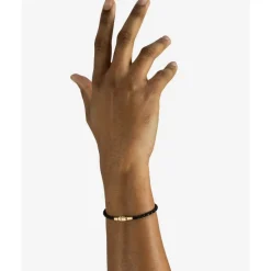Buddha to Buddha Leder Armbänder | Premium Vergoldete Armbänder-Armband George Mini Leder Schwarz Vergoldet
