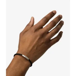 Buddha to Buddha Leder Armbänder | Silber Armbänder-Armband George Mini Leder Schwarz