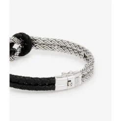 Buddha to Buddha Leder Armbänder | Lederschmuck-Armband Katja Knot Mix Silber/Leder Schwarz