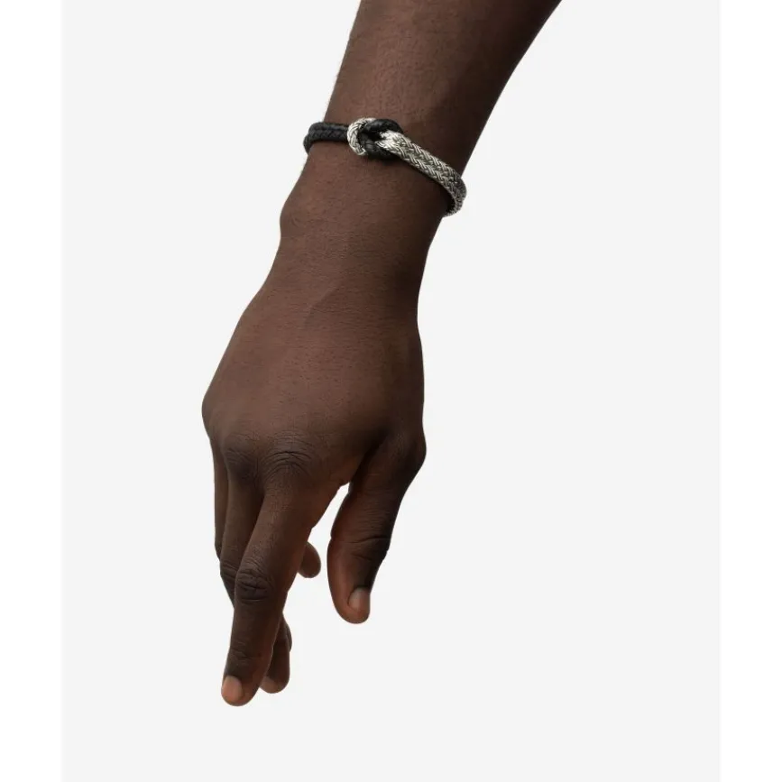 Buddha to Buddha Leder Armbänder | Lederschmuck-Armband Katja Knot Mix Silber/Leder Schwarz
