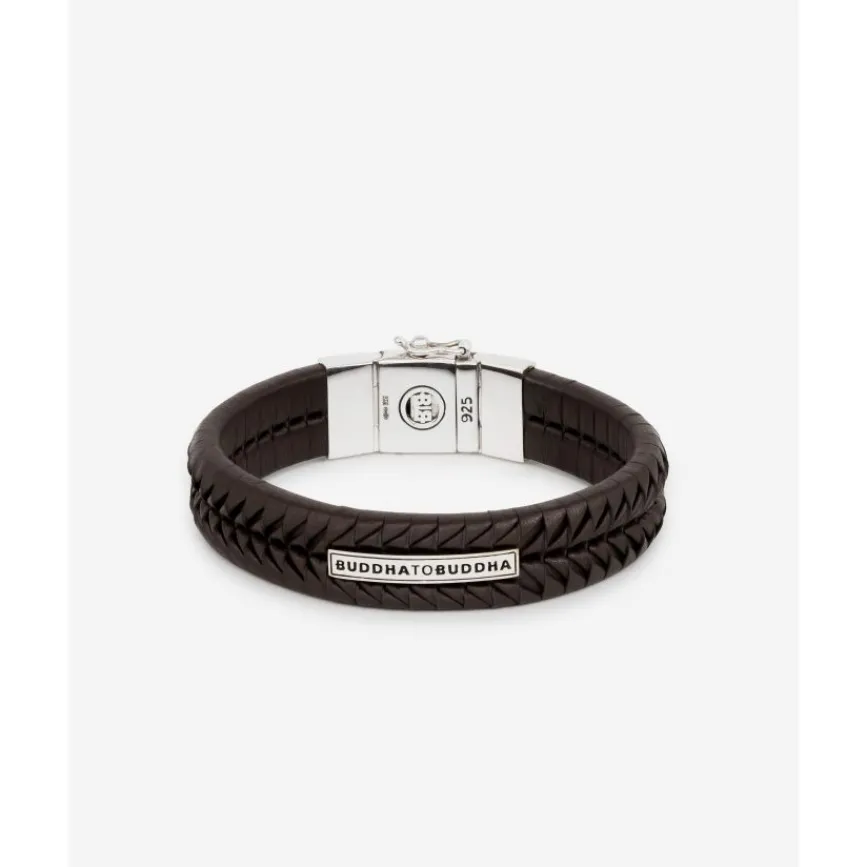 Buddha to Buddha Leder Armbänder | Engrave-Armband Komang Leder Braun