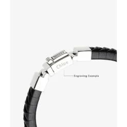 Buddha to Buddha Leder Armbänder | Engrave-Armband Komang Small Leder Schwarz