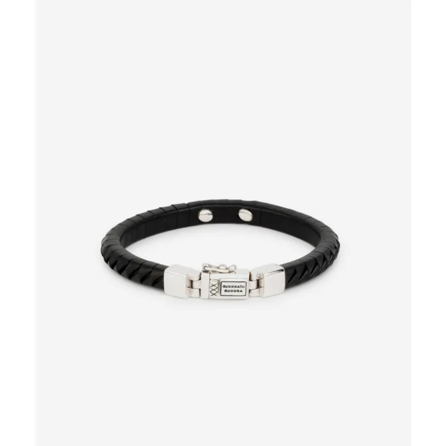 Buddha to Buddha Leder Armbänder | Engrave-Armband Komang Small Leder Schwarz