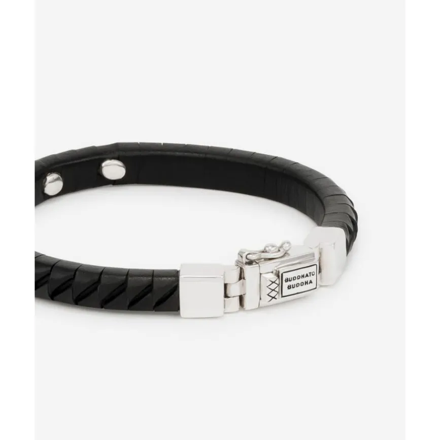 Buddha to Buddha Leder Armbänder | Engrave-Armband Komang Small Leder Schwarz