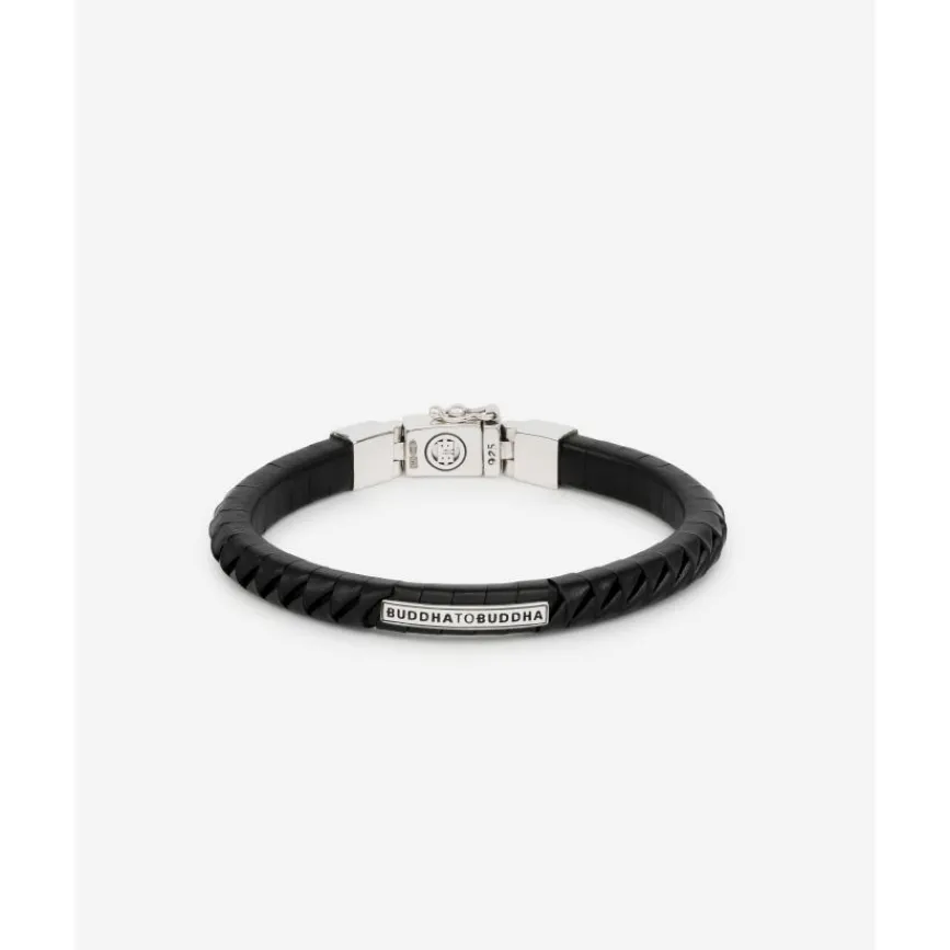 Buddha to Buddha Leder Armbänder | Engrave-Armband Komang Small Leder Schwarz