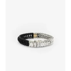 Buddha to Buddha Leder Armbänder | Lederschmuck-Armband Lars Mix Silber/Leder Schwarz