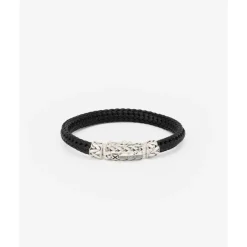 Buddha to Buddha Leder Armbänder | Silber Armbänder-Armband Nurul/Ellen Mix Leder Schwarz