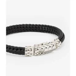Buddha to Buddha Leder Armbänder | Silber Armbänder-Armband Nurul/Ellen Mix Leder Schwarz