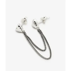 Buddha to Buddha Silber Ohrringe | Silberschmuck-Doppelherz Studs Single Piece Silber