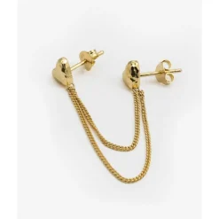 Buddha to Buddha Vergoldete Ohrringe | Premium Gold Plated Jewelry-Doppelherz Studs Single Piece Vergoldet