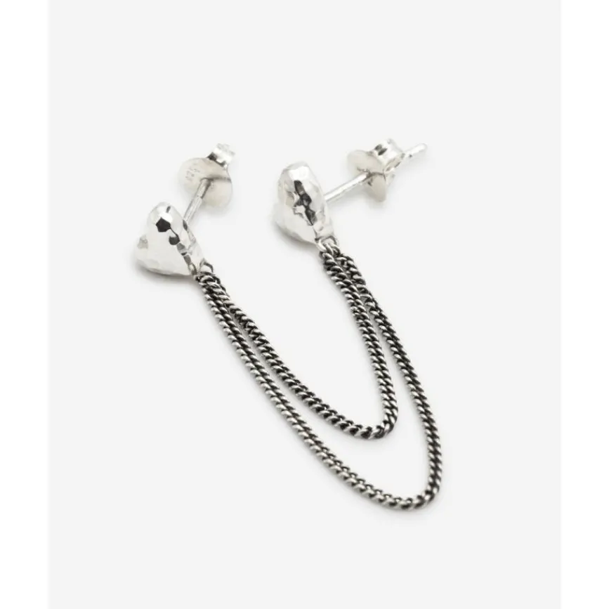 Buddha to Buddha Silber Ohrringe | Silberschmuck-Doppelherz Studs Single Piece Silber