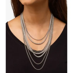 Buddha to Buddha Silberketten | Silberschmuck-Halskette Nathalie Multi Chain Silber 75 cm