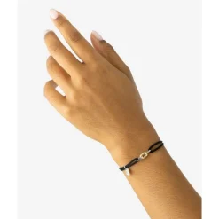 Buddha to Buddha Kordel Armbänder | Golden Armbänder-Katja Link Cord Armband Bicolor Schwarz