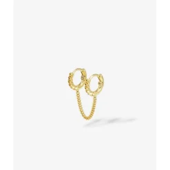 Buddha to Buddha Vergoldete Ohrringe | Premium Gold Plated Jewelry-Ohrringe Nathalie Double Linked Vergoldet Single Piece