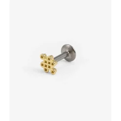 Buddha to Buddha Goldketten | Gold Ohrringe-Ohrstecker Endless Knot Flatback 14kt Single Piece
