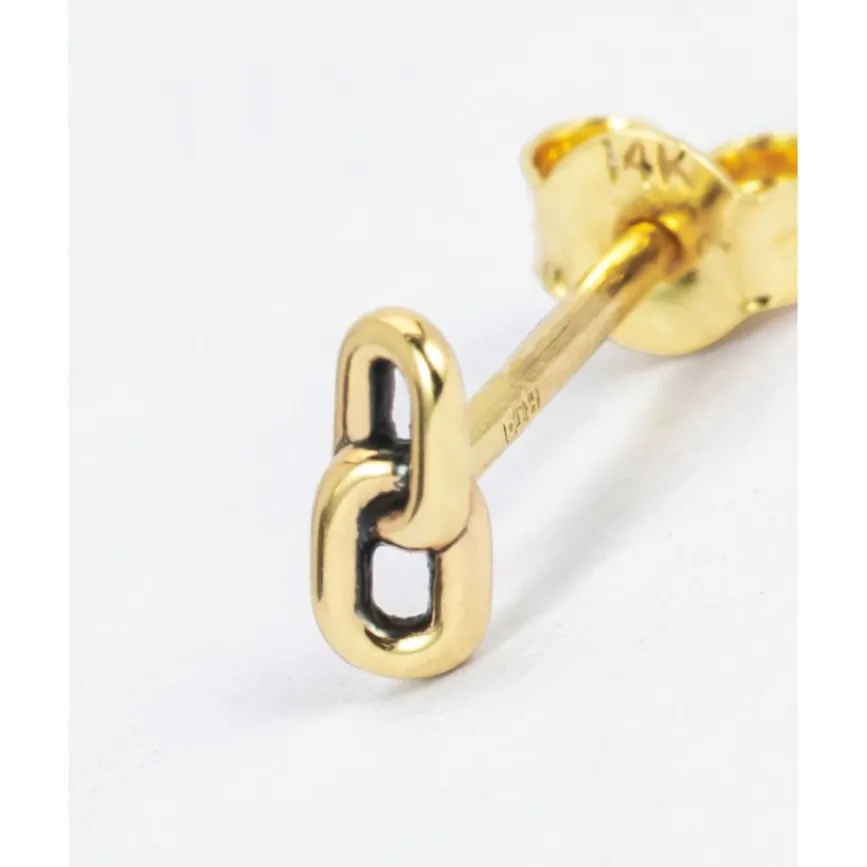 Buddha to Buddha Gold Ohrringe | Goldschmuck-Stacking Ohrstecker Double Link Gold 14ct Single Piece